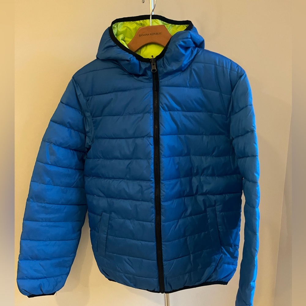 Young Reporter - Reversible blue/green men’s puffer jacket (medium)
